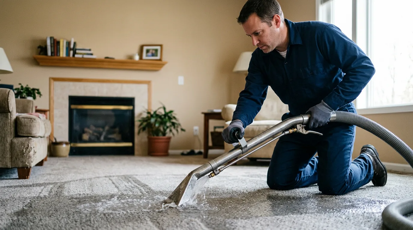 Water damage restoration technician working near Conyers, GA